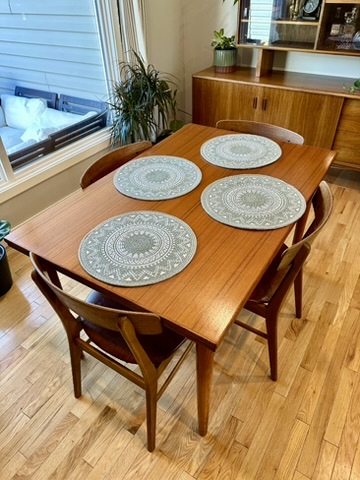 Teak Extendable Dining Table + 4 Chairs