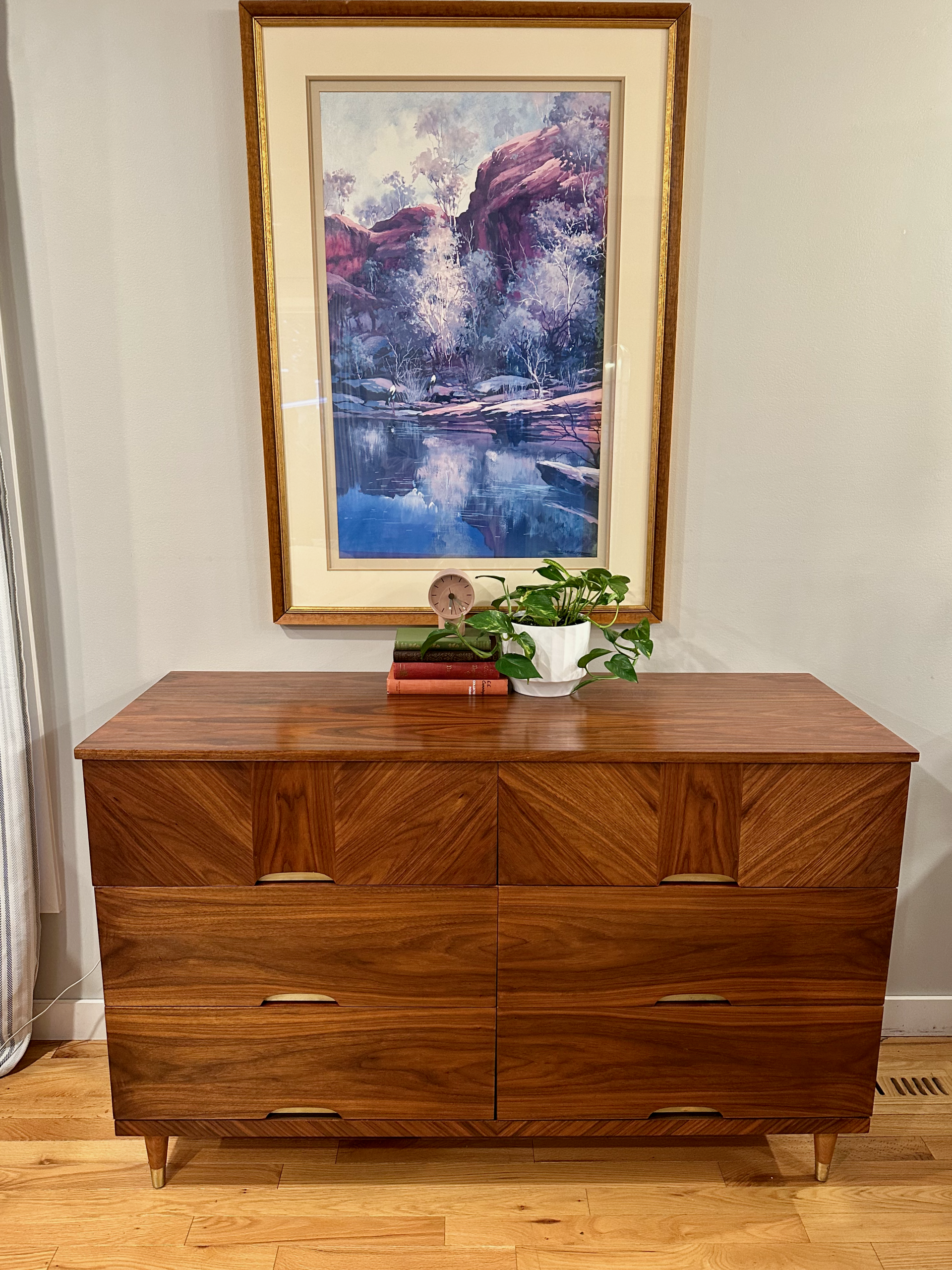Vintage Mid Century Walnut Dresser Walnut 6 Drawer Dresser